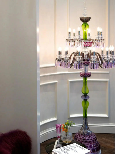 Elegant 18-Light Multicolor Crystal Floor Lamp Cachandeliers