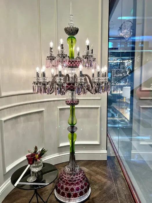 Elegant 18-Light Multicolor Crystal Floor Lamp Cachandeliers