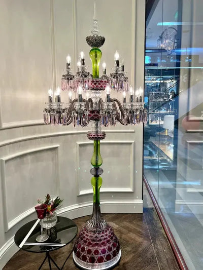 Elegant 18-Light Multicolor Crystal Floor Lamp Cachandeliers