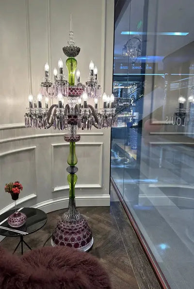Elegant 18-Light Multicolor Crystal Floor Lamp Cachandeliers