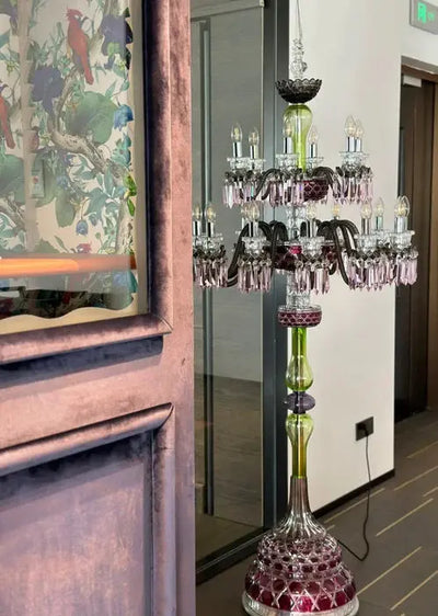 Elegant 18-Light Multicolor Crystal Floor Lamp Cachandeliers