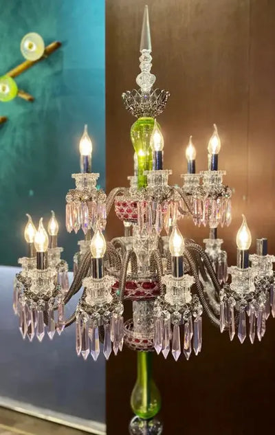 Elegant 18-Light Multicolor Crystal Floor Lamp Cachandeliers