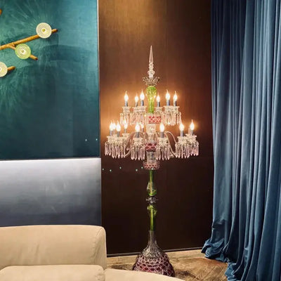 Elegant 18-Light Multicolor Crystal Floor Lamp Cachandeliers