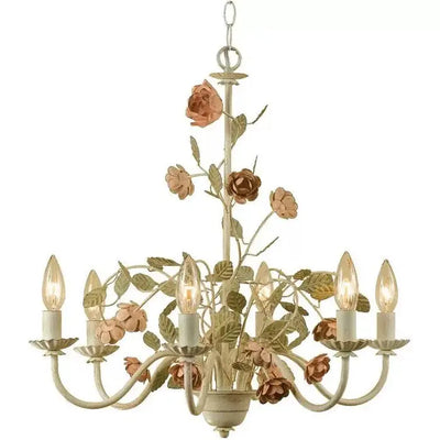 Rosemont | Rustic Vintage Wrought Iron Flower Chandelier Cachandeliers